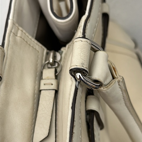 Coach F11682 Hampton Ivory Canvas Leather Stripe Satchel Carryall Tote Handbag - Picture 10 of 14